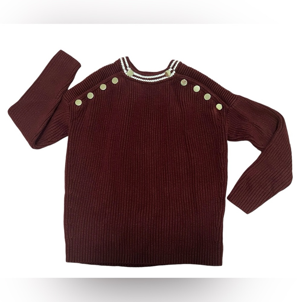 Maje Gold Button Red Sweater